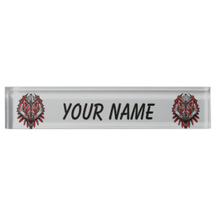 Porte-nom Pour Bureau Conception de totem tribal Haida de loup