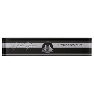 Porte-nom Pour Bureau Conception d'intérieur ou logo d'architecte noir e