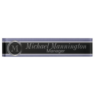 Porte-nom Pour Bureau Conception exécutive de monogramme - acier de