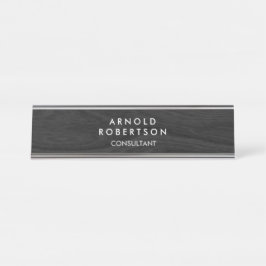 Porte-nom Pour Bureau Conception minimaliste de parquet gris Design mode