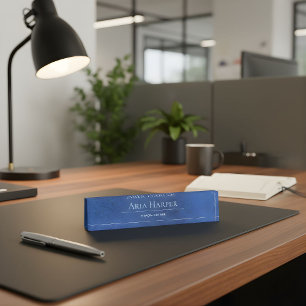 Porte-nom Pour Bureau Conseiller financier en verre bleu élégant Bureau