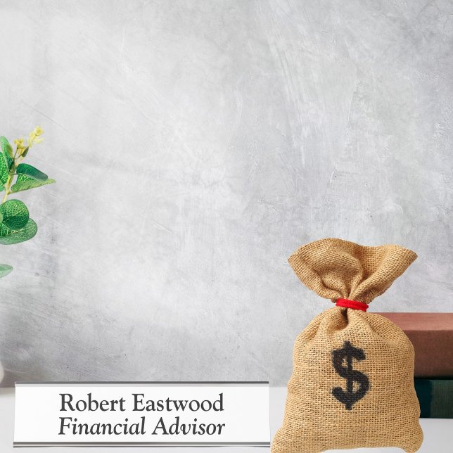 Porte-nom Pour Bureau Conseiller financier White (Créateur téléchargé)