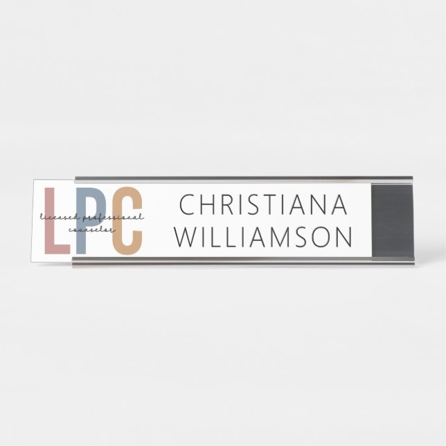 Porte-nom Pour Bureau Conseiller professionnel autorisé LPC personnalisé (Devant)
