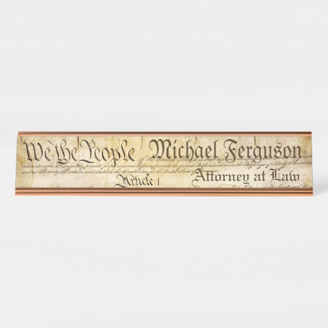Porte-nom Pour Bureau Constitution d'Etats-Unis de mandataire (Devant)