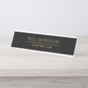 Porte-nom Pour Bureau Construction de bâtiments modernes Or et Noir