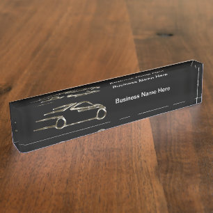 Porte-nom Pour Bureau Cool Automotive Thème Silver Tone Voiture