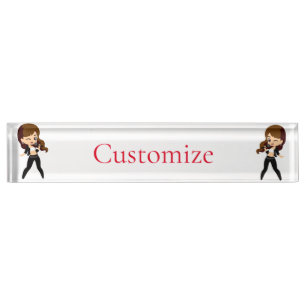 Porte-nom Pour Bureau Cool fille chante Karaoke Thunder_Cove