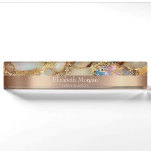 Porte-nom Pour Bureau Cool tendance Parties scintillant or Pearl Marbre