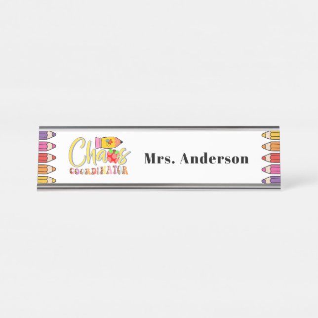 Porte-nom Pour Bureau Coordinateur Chaos Cadeau enseignant (Devant)
