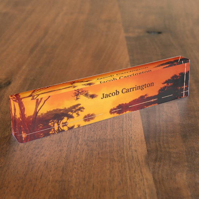 Porte-nom Pour Bureau Coucher du soleil africain orange (Taille)