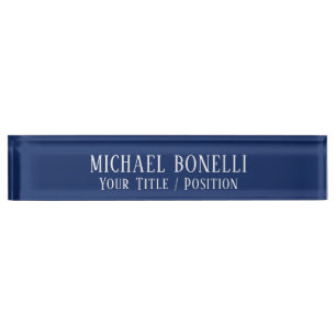 Porte-nom Pour Bureau Couleur Bleue Classique Élégante Police Serif Mini