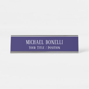 Porte-nom Pour Bureau Couleur Bleue Classique Élégante Police Serif Mini