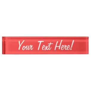 Porte-nom Pour Bureau Couleur de Corail Vibrant Personnaliser Cette