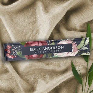 PORTE-NOM POUR BUREAU COULEUR D'EAU FLORALE DU PROTÉA DE BURGOUNDY ROSE