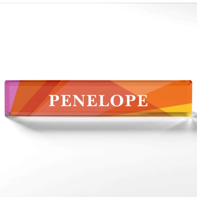Porte-nom Pour Bureau Couleur géométrique Abstraite en gras personnalisé (Devant)