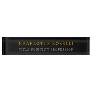 Porte-nom Pour Bureau Couleur minimaliste classique professionnelle Noir