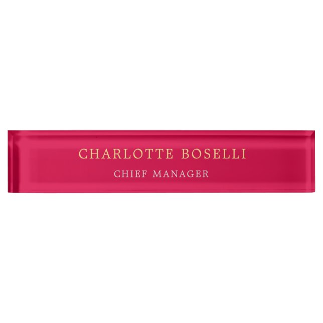 Porte-nom Pour Bureau Couleur minimaliste rouge carmin professionnel (Devant)