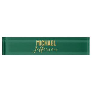 Porte-nom Pour Bureau Couleur vert or élégant moderne minimaliste nom