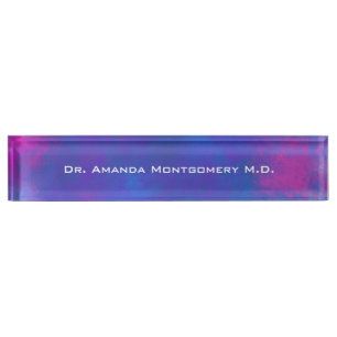 Porte-nom Pour Bureau Couleurs Abstraites de rêve en rose violet et bleu