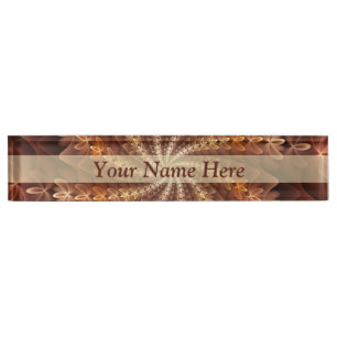 Porte-nom Pour Bureau Couleurs chaudes Trippy Art Fractal moderne Texte