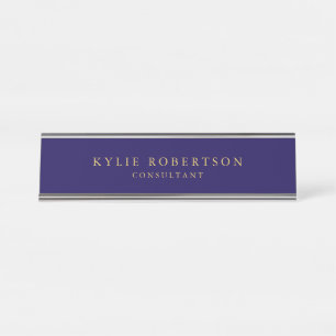 Porte-nom Pour Bureau Couleurs d'or bleu foncé professionnel tendance mo