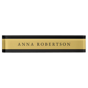 Porte-nom Pour Bureau Couleurs d'or noir professionnel minimaliste tenda