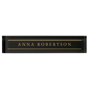 Porte-nom Pour Bureau Couleurs d'or noir professionnel minimaliste tenda