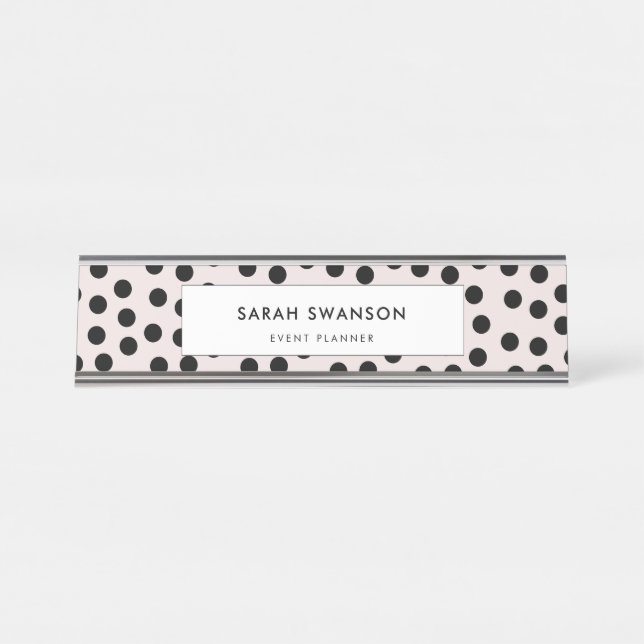 Porte-nom Pour Bureau Couleurs personnalisables Pois (Devant)