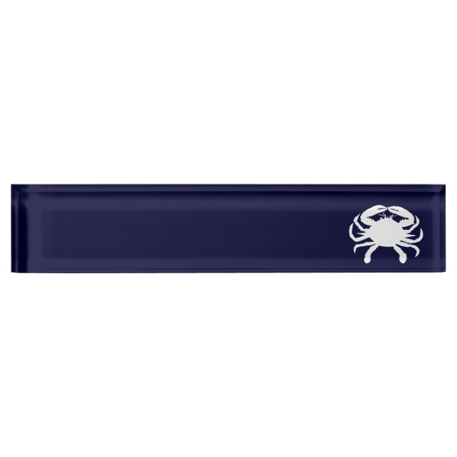 Porte-nom Pour Bureau Crabe bleu blanc et marine (Devant)