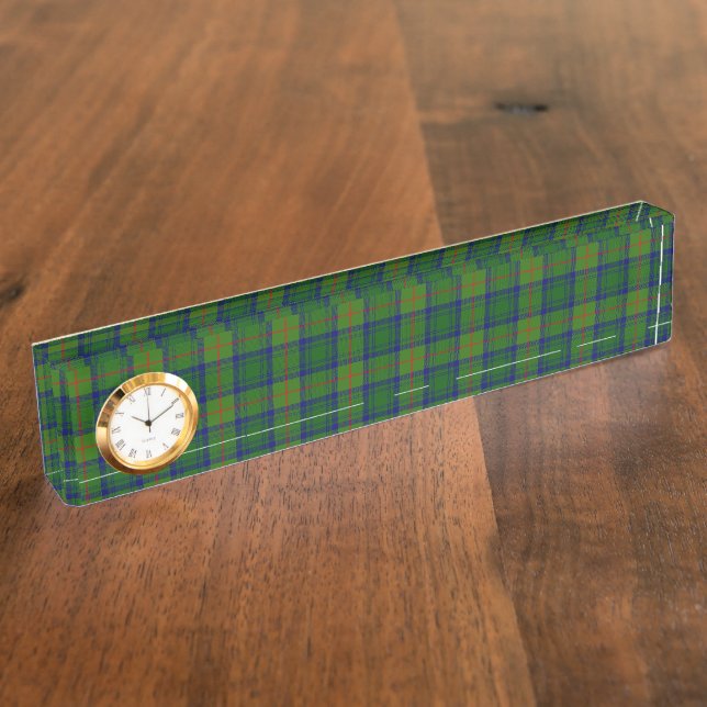 Porte-nom Pour Bureau Cranstoun tartan vert bleu plaid (Taille)