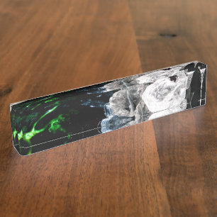 Porte-nom Pour Bureau Cristaux blancs dans l'espace noir