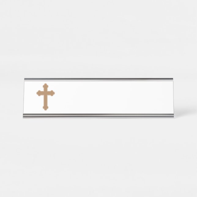 Porte-nom Pour Bureau Croix religieuse (Devant)