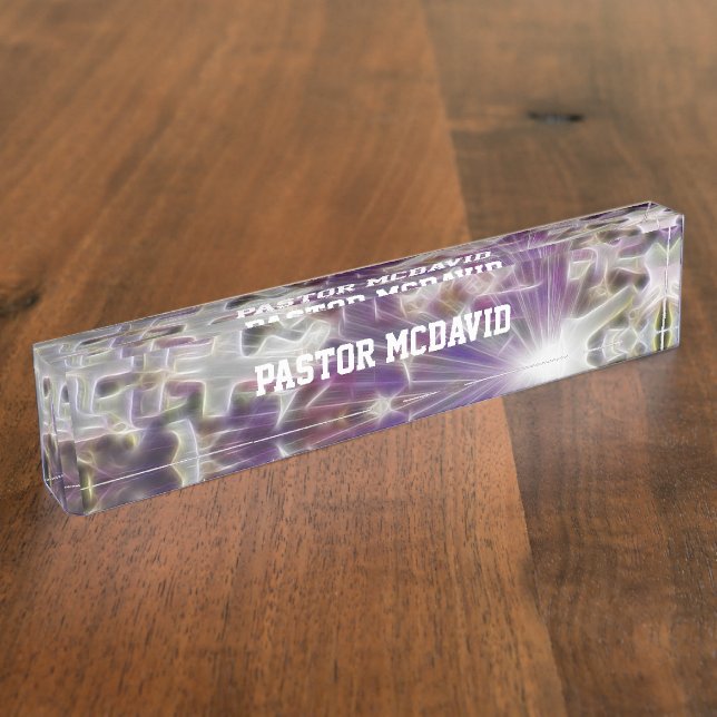 Porte-nom Pour Bureau Croix violette et foi (Taille)