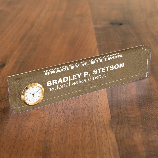 Porte-nom Pour Bureau Cuir Brown (Taille)