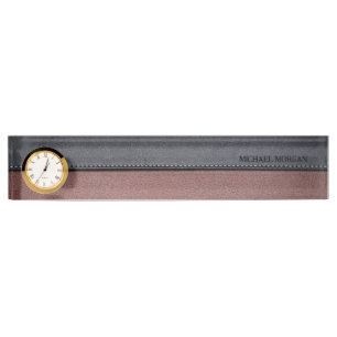 Porte-nom Pour Bureau Cuir élégant de luxe aspect marron noir