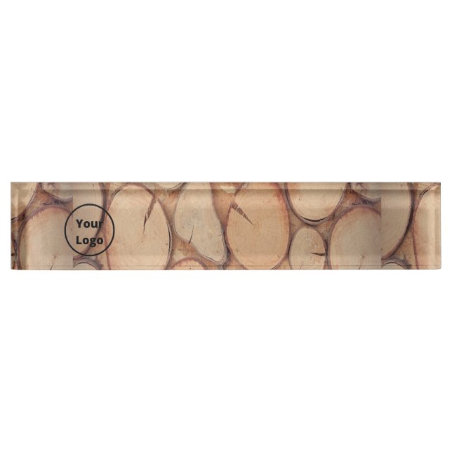Porte-nom Pour Bureau Custom brown tree logs (Devant)