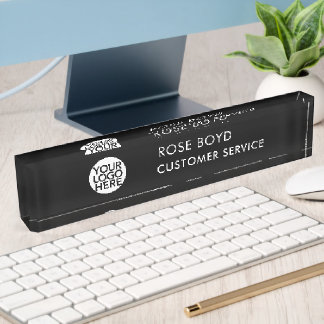 Porte-nom Pour Bureau Custom Corporate Business Logo Black Acrylic Desk