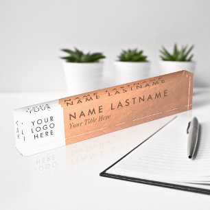 Porte-nom Pour Bureau Custom Logo Faux Copper Foil