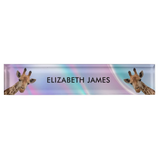 Porte-nom Pour Bureau Cute Giraffe Animal Nom personnalisé (Devant)