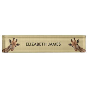 Porte-nom Pour Bureau Cute Giraffe Animal Nom personnalisé
