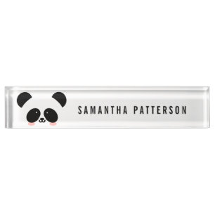 Porte-nom Pour Bureau Cute Kawaii Panda  Ajouter votre nom