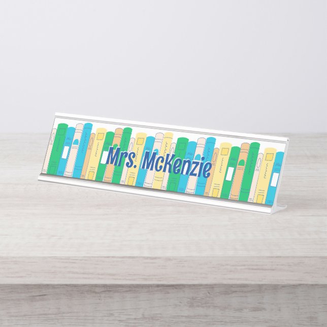 Porte-nom Pour Bureau Cute Livres Anglais Enseignant (Devant)