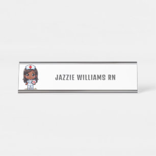 Porte-nom Pour Bureau Cute Manga Black Nurse Personnalisée