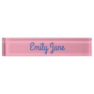 Porte-nom Pour Bureau Cute Moderne Typographie Bleu Rose Personnalisé