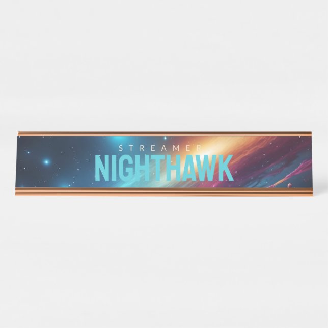 Porte-nom Pour Bureau Cyberpunk Neon Space Fluid Abstract Galaxy Name (Devant)