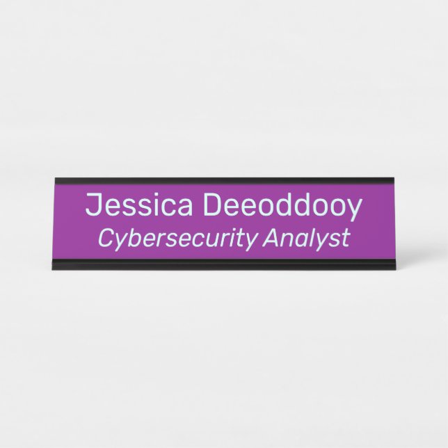 Porte-nom Pour Bureau Cybersecurity Analyst Purple Magenta (Devant)