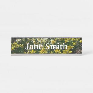 Porte-nom Pour Bureau Daffodiles jaunes et blancs Fleurs de printemps