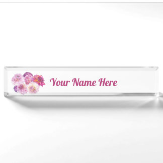 Porte-nom Pour Bureau Dahlias Éblouissants Personnalisés
