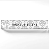 Damassé Gris Argent Élégant Glam Personnalisé