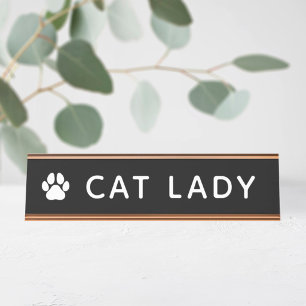 Porte-nom Pour Bureau Dame aux chats
